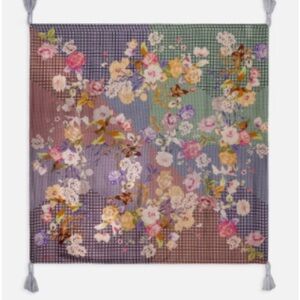 Johnny Was Floral Pastel Multicolor Scarf 100% Silk